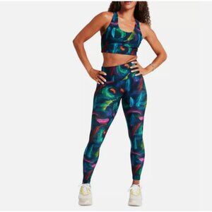 TEREZ Women's Feather-Print High-Rise Full-Length Leggings 9546 Multi NWT $115